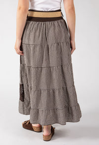 Gingham & Lace Midi Skirt