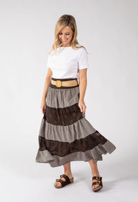 Gingham & Lace Midi Skirt