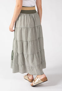 Gingham & Lace Midi Skirt