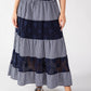 Gingham & Lace Midi Skirt