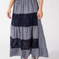 Gingham & Lace Midi Skirt