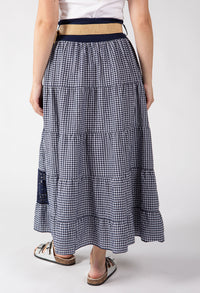 Gingham & Lace Midi Skirt