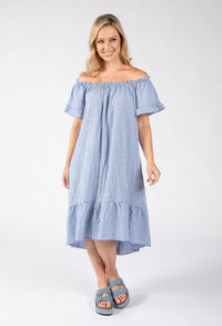 Off the Shoulder Gingham Dress