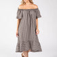 Off the Shoulder Gingham Dress