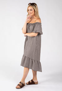 Off the Shoulder Gingham Dress