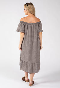 Off the Shoulder Gingham Dress