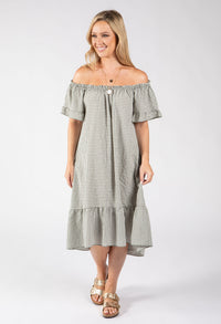 Off the Shoulder Gingham Dress