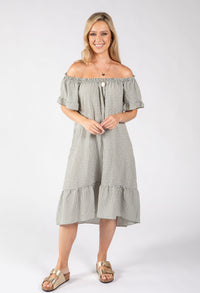 Off the Shoulder Gingham Dress