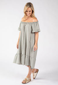 Off the Shoulder Gingham Dress