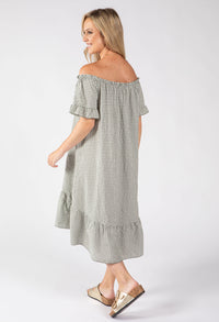 Off the Shoulder Gingham Dress
