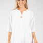 Button Detail Linen Look Blouse
