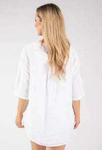 Button Detail Linen Look Blouse