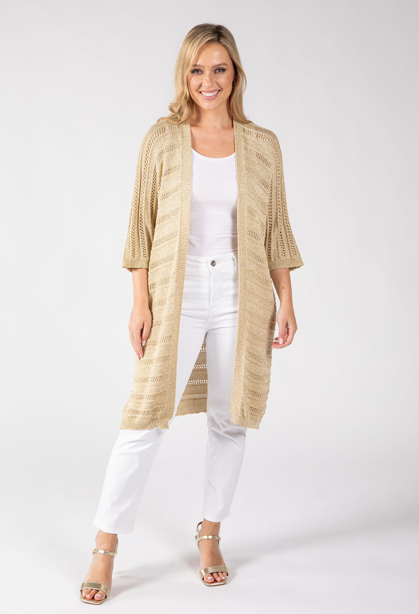 Lurex Knit Longline Cardigan