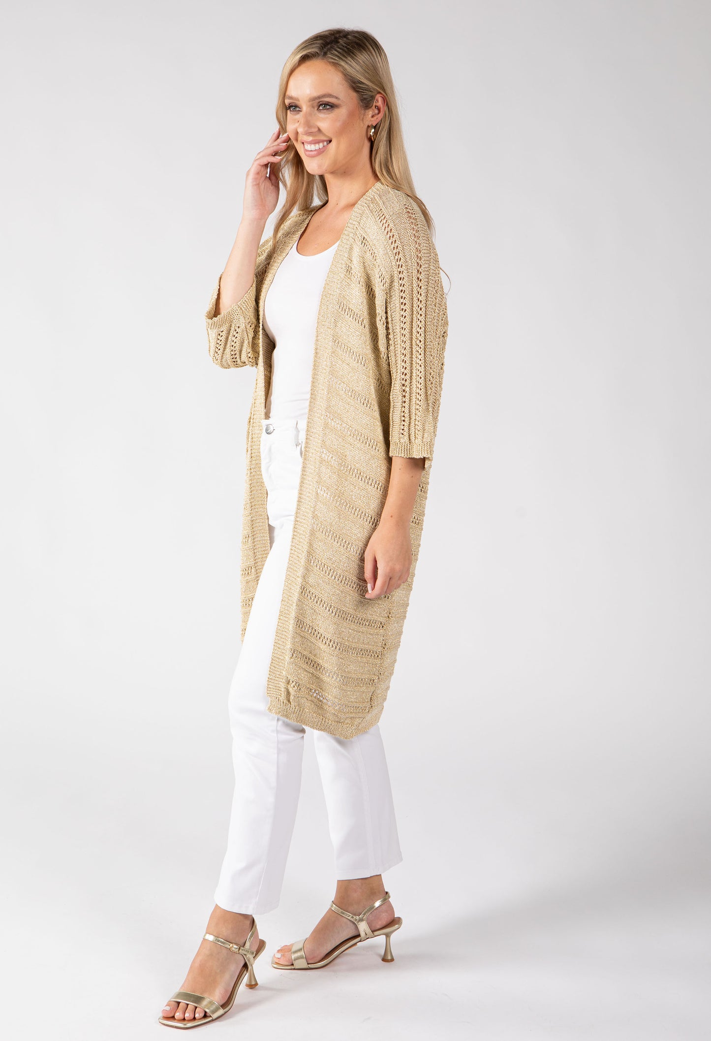 Lurex Knit Longline Cardigan