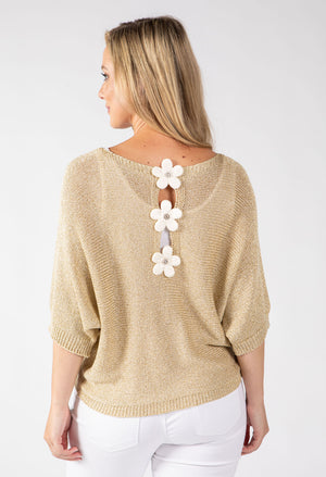 Floral Detail Lurex Knit Jumper