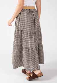 Gingham Tiered Midi Skirt