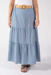 Gingham Tiered Midi Skirt