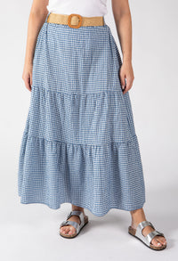 Gingham Tiered Midi Skirt