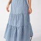 Gingham Tiered Midi Skirt