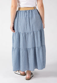 Gingham Tiered Midi Skirt