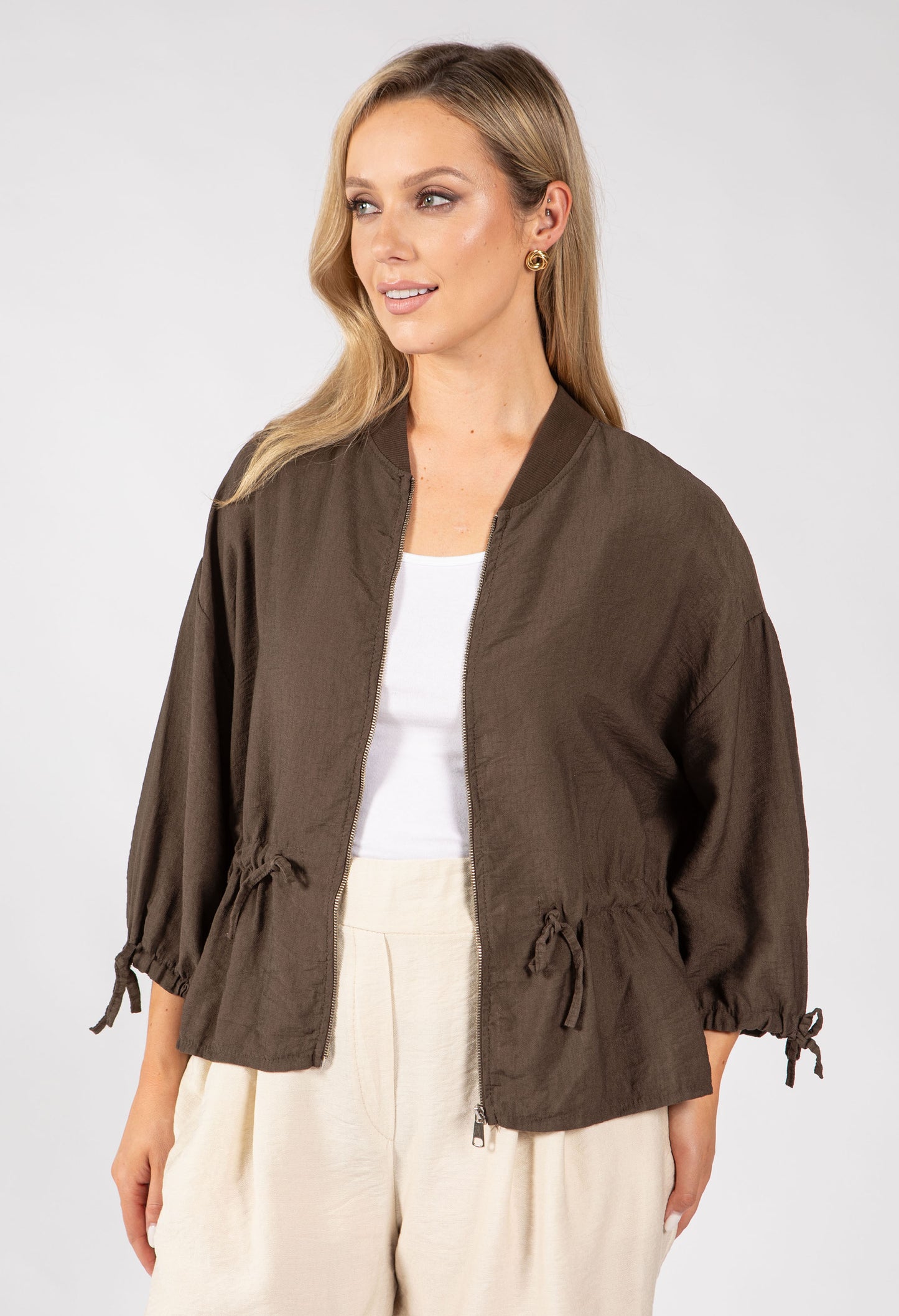 Adjustable Waist Bomber Jacket