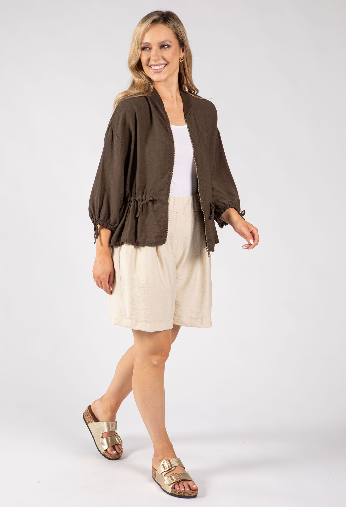 Adjustable Waist Bomber Jacket
