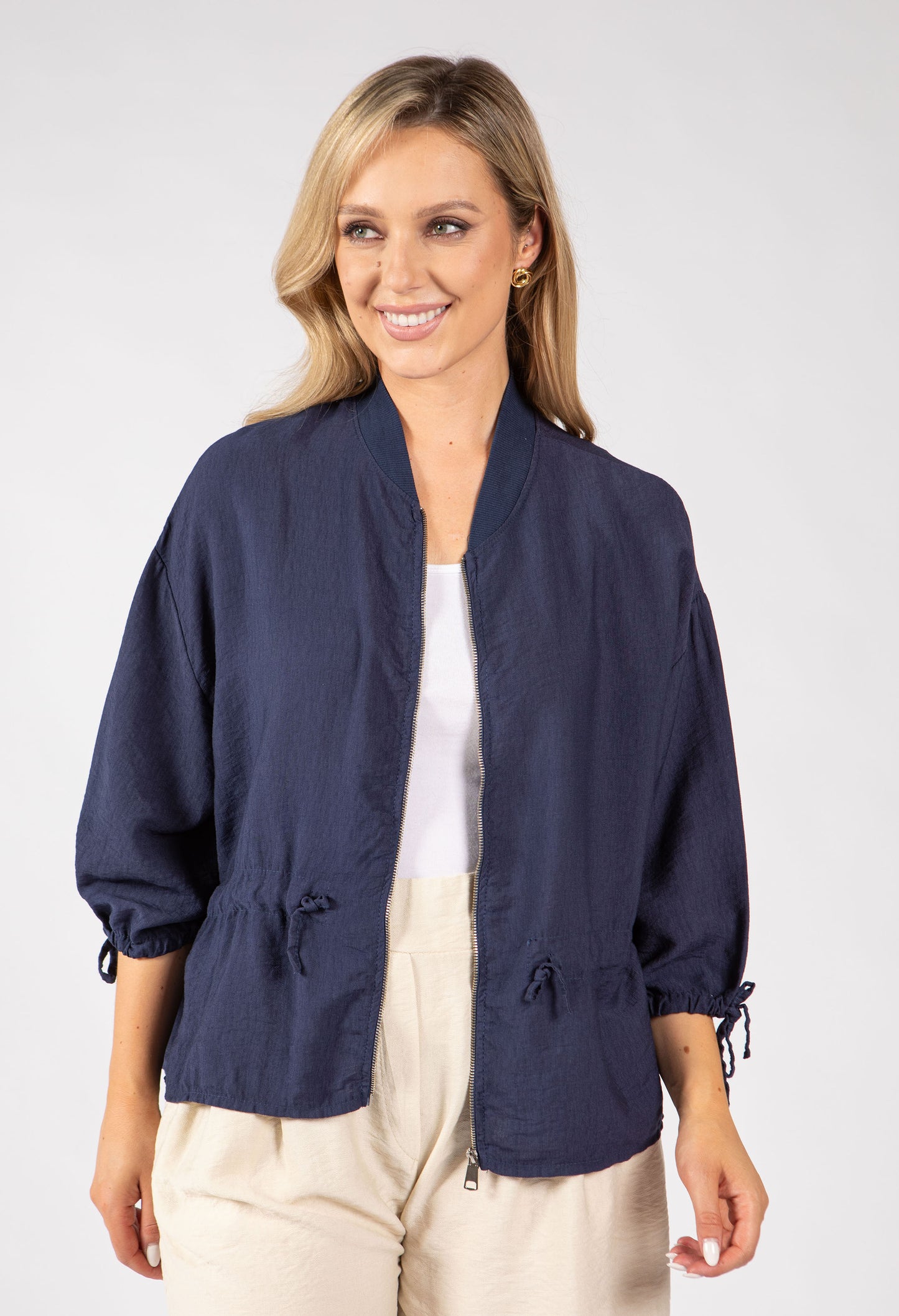 Adjustable Waist Bomber Jacket