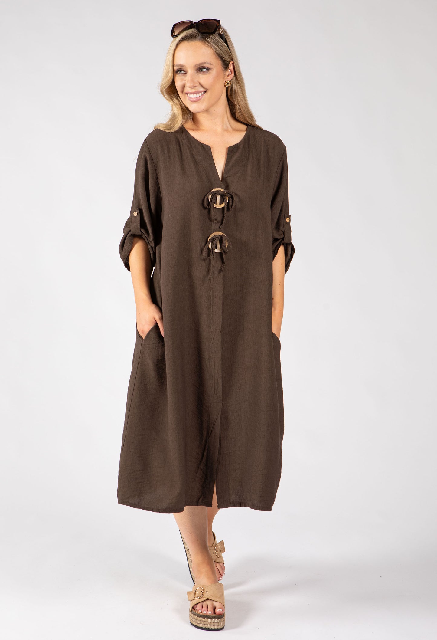 Linen Look Relaxed Dress
