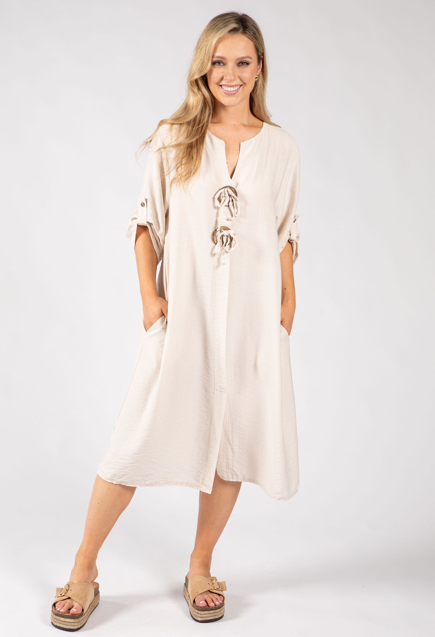 Linen Look Relaxed Dress