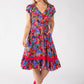 Button Front Floral Dress