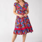 Button Front Floral Dress