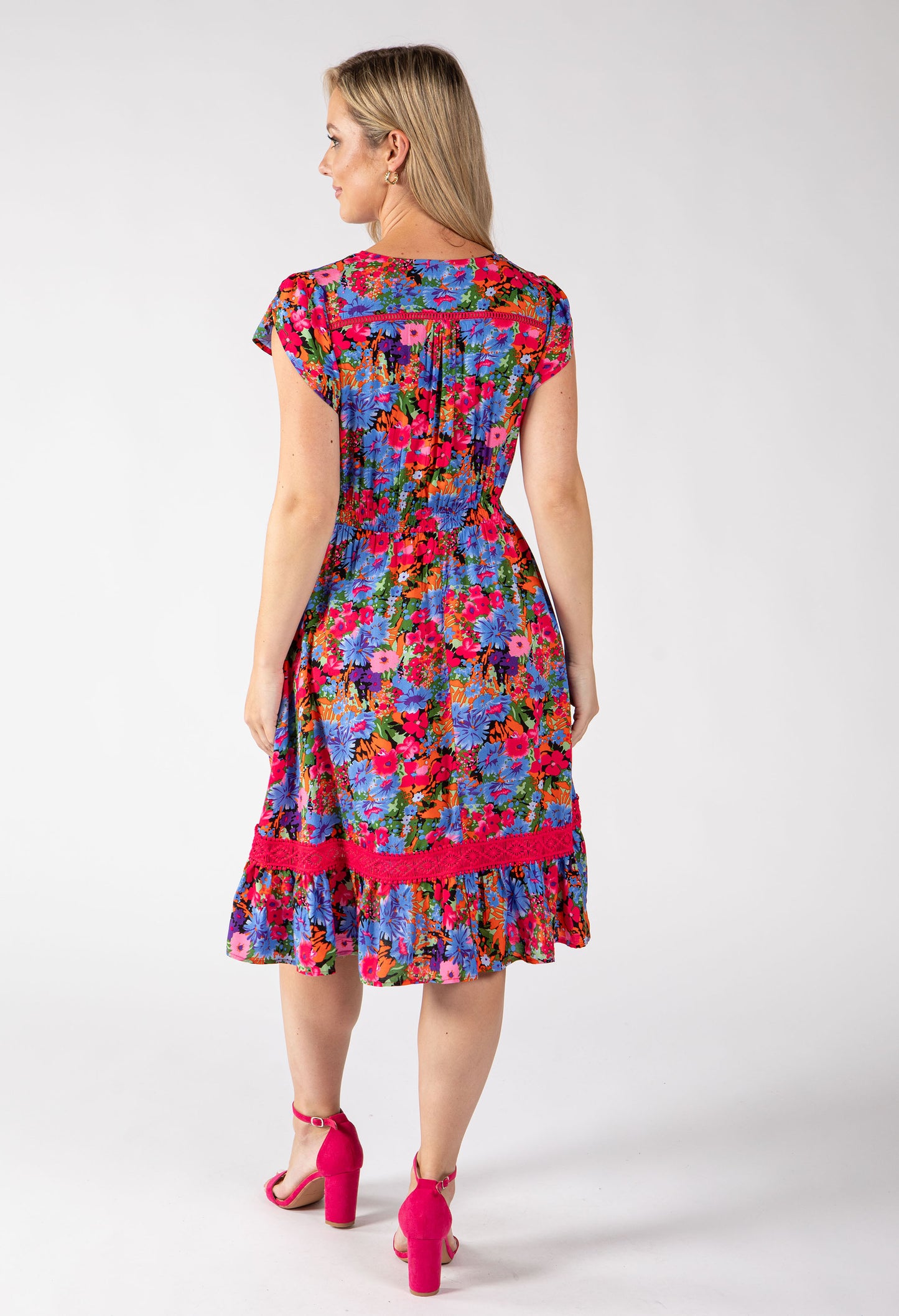 Button Front Floral Dress