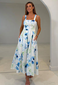 Heather Floral Pleated Midi Dress