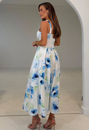 Heather Floral Pleated Midi Dress
