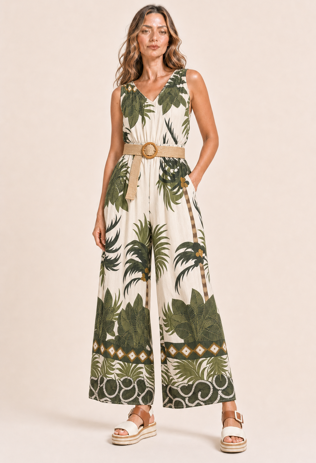 Palm Print Jumpsuit