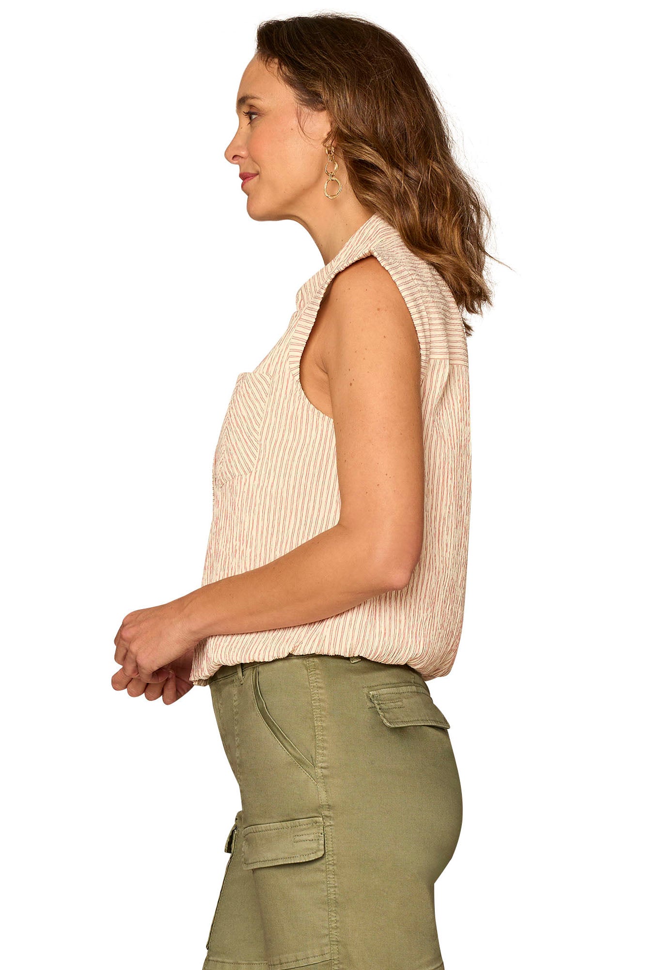 Cap Sleeve Striped Blouse