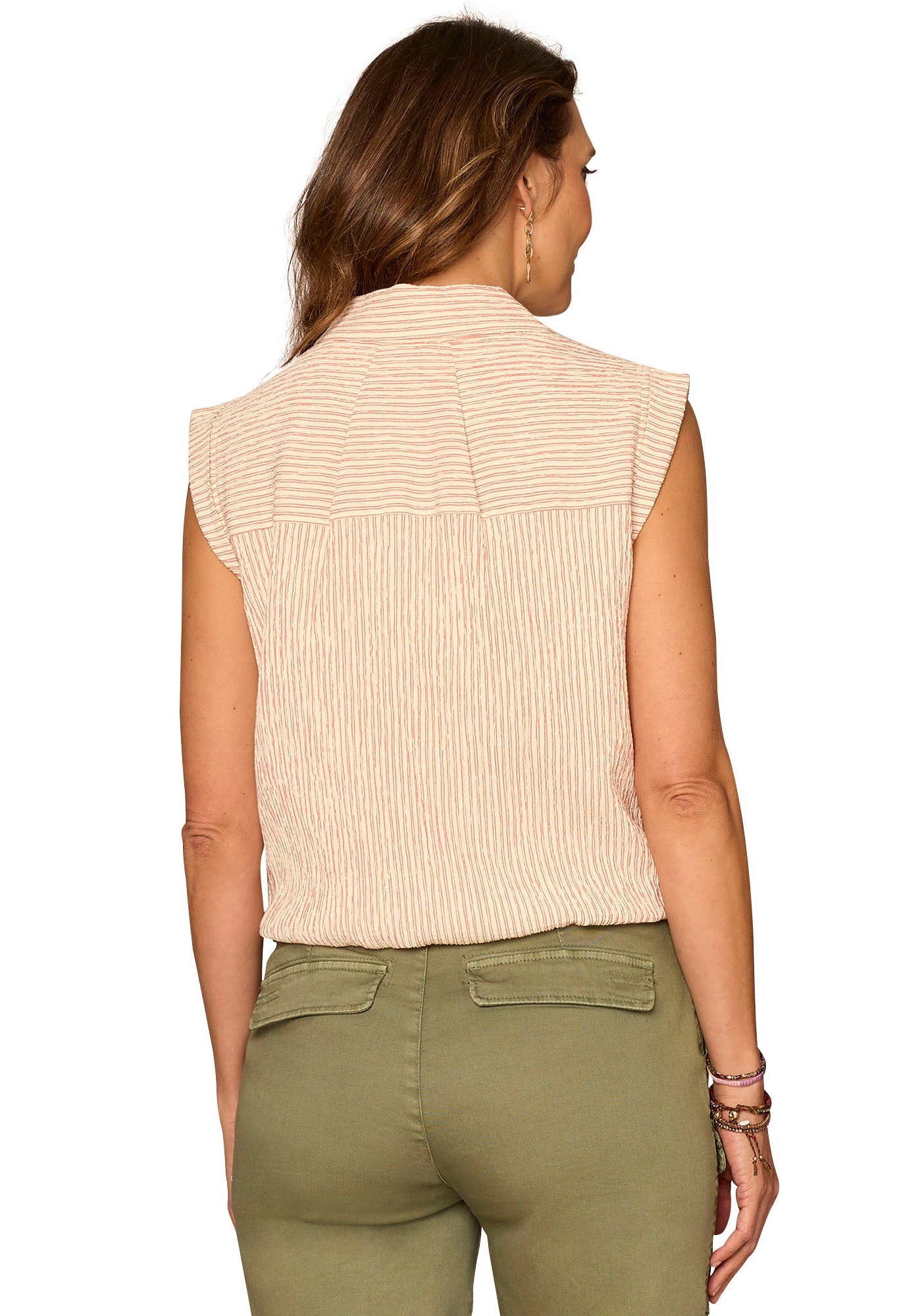 Cap Sleeve Striped Blouse