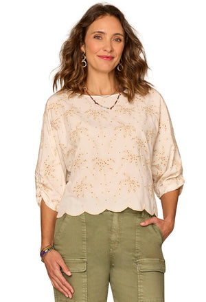 3/4 Pleated Sleeve Palm Tree Top