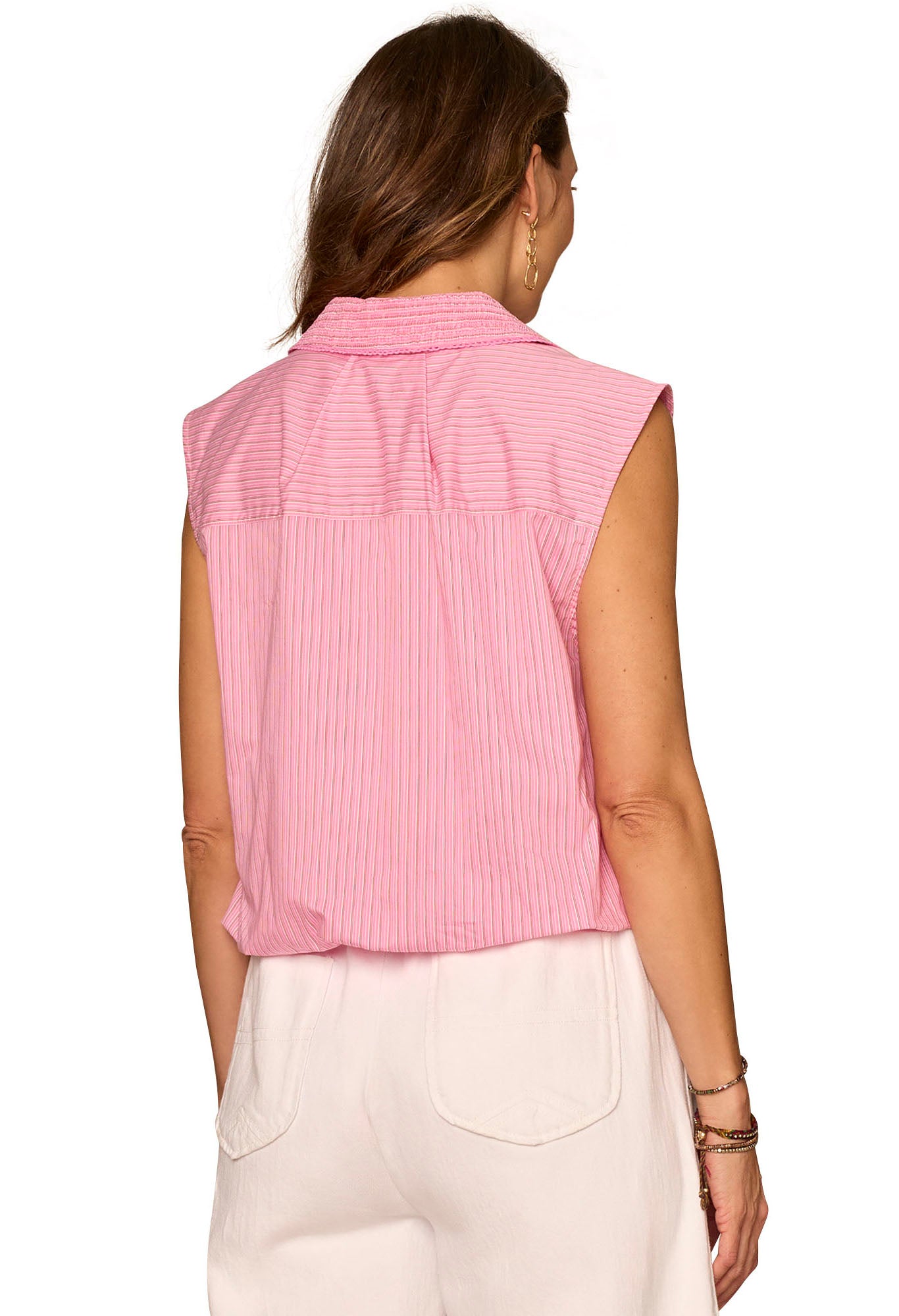 Sleeveless Button Down Woven Shirt