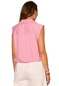 Sleeveless Button Down Woven Shirt