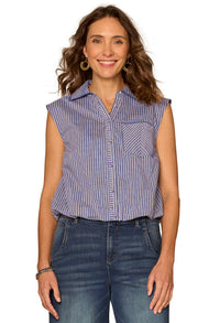 Sleeveless Button Down Woven Shirt