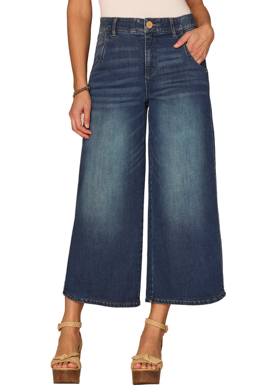 "Ab" Solution Cropped Wide Leg Jeans