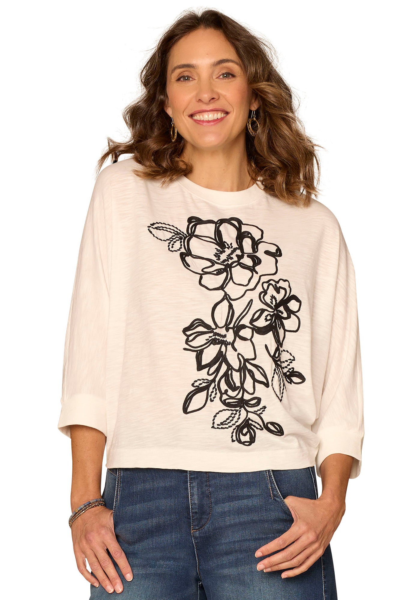 3/4 Sleeve Floral Top