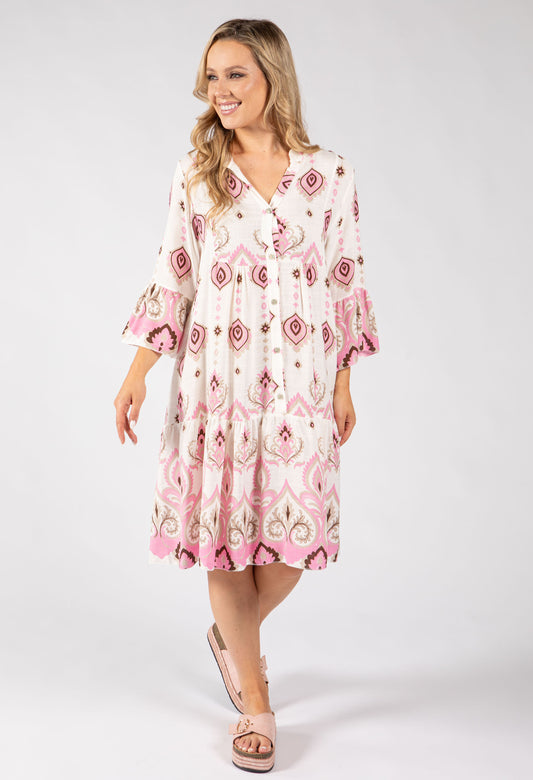 paisley printed flowy dress in blue