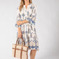 paisley printed flowy dress in blue
