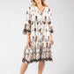 paisley printed flowy dress in brown