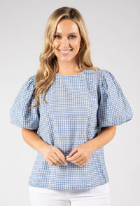 Gingham Puff Sleeve Top