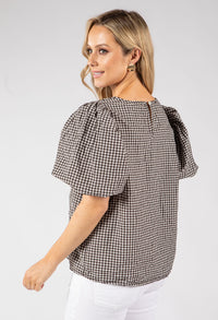 Gingham Puff Sleeve Top