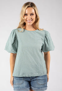 Gingham Puff Sleeve Top