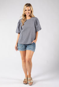 Gingham Puff Sleeve Top